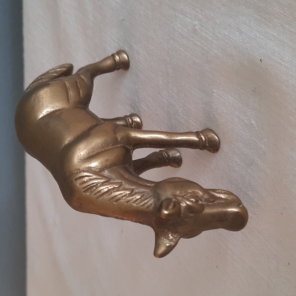 Vintage Brass Grazing Horse - Picture 2 of 6